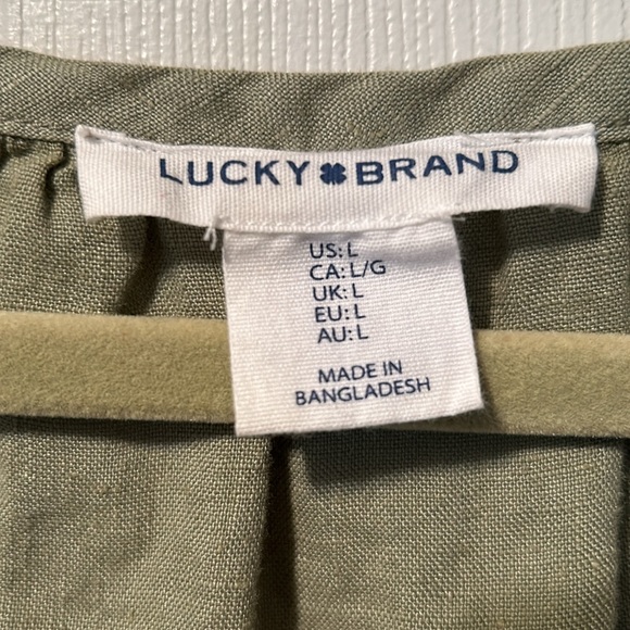 👗Lucky Brand Linen Sleeveless V Neck Tiered Midi Dress - Picture 4 of 10